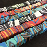 8mm Diagonal Cube Black&White Red Blue Calaite Turquoises Stone Beads