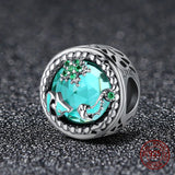 Star Sky Glass Crystal Beads Bracelet Charm Bangle Jewelry 925 Silver Pendant