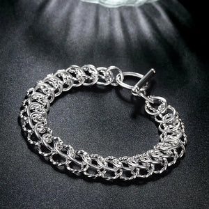 925 Silver Circle Chain Bracelet for Woman Men Wedding Jewelry