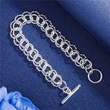 925 Silver Circle Chain Bracelet for Woman Men Wedding Jewelry