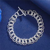 925 Silver Circle Chain Bracelet for Woman Men Wedding Jewelry