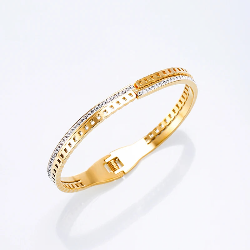 Crystal Hollow Bracelet & Stainless Steel Jewelry