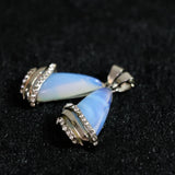 Rhinestone Opal Charms Teardrop Pendant for Long Chain Necklace