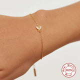 925 Sterling Silver Bee Wing Bracelet, Thin Wrist Chain for Women