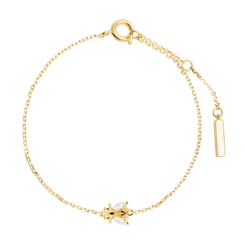 925 Sterling Silver Bee Wing Bracelet, Thin Wrist Chain for Women