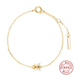 925 Sterling Silver Bee Wing Bracelet, Thin Wrist Chain for Women