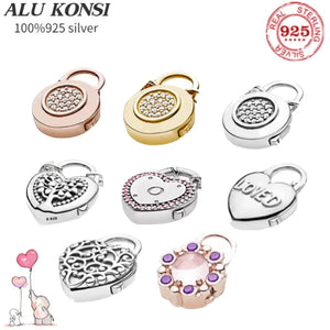 925 Silver Rose Heart Pan Ring for Women DIY Wedding Jewelry