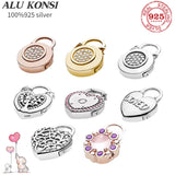 925 Silver Rose Heart Pan Ring for Women DIY Wedding Jewelry