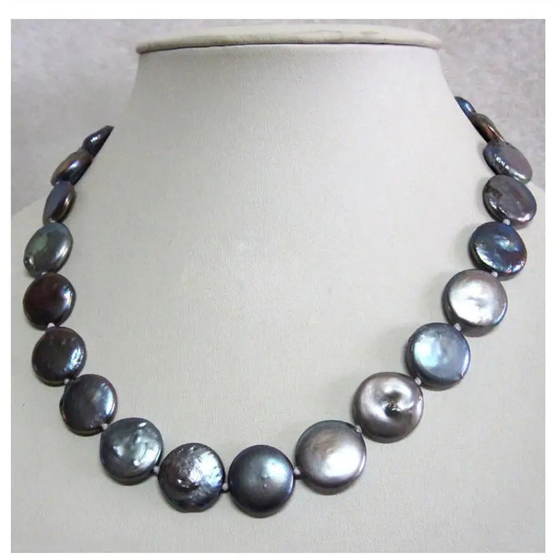 Coin Pearl Necklace Chain Jewelry 13-14MM Hot Style
