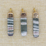 Colorful Stone Ore Pendant Necklace - Set of 6