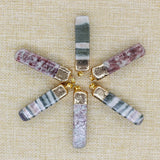 Colorful Stone Ore Pendant Necklace - Set of 6
