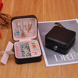 Portable Leather Jewelry Box Square Pattern PU Jewelry Box 2 Pieces