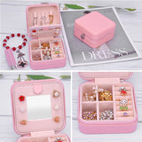 Portable Leather Jewelry Box Square Pattern PU Jewelry Box 2 Pieces