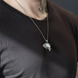 3D Elephant Pendant Necklace Retro Men's Long Sweater Chain Tin Animal