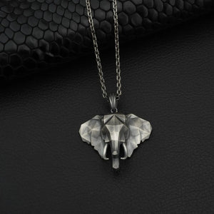 3D Elephant Pendant Necklace Retro Men's Long Sweater Chain Tin Animal