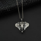 3D Elephant Pendant Necklace Retro Men's Long Sweater Chain Tin Animal