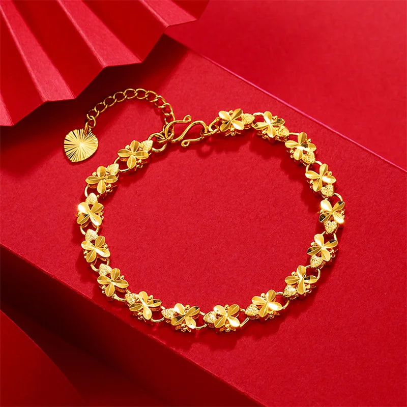 Hot Sand Jewelry Clover Bracelet 24k Vintage Plated Wedding