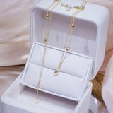 Hot Heart Pendant Zircon Necklace 14K Plating Sexy Female Double Necklace