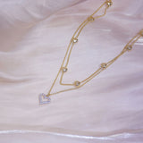 Hot Heart Pendant Zircon Necklace 14K Plating Sexy Female Double Necklace