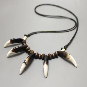 Tooth Necklace Wolf Teeth Beaded Necklace Adjustable Length Amulet