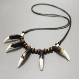 Tooth Necklace Wolf Teeth Beaded Necklace Adjustable Length Amulet