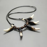 Tooth Necklace Wolf Teeth Beaded Necklace Adjustable Length Amulet