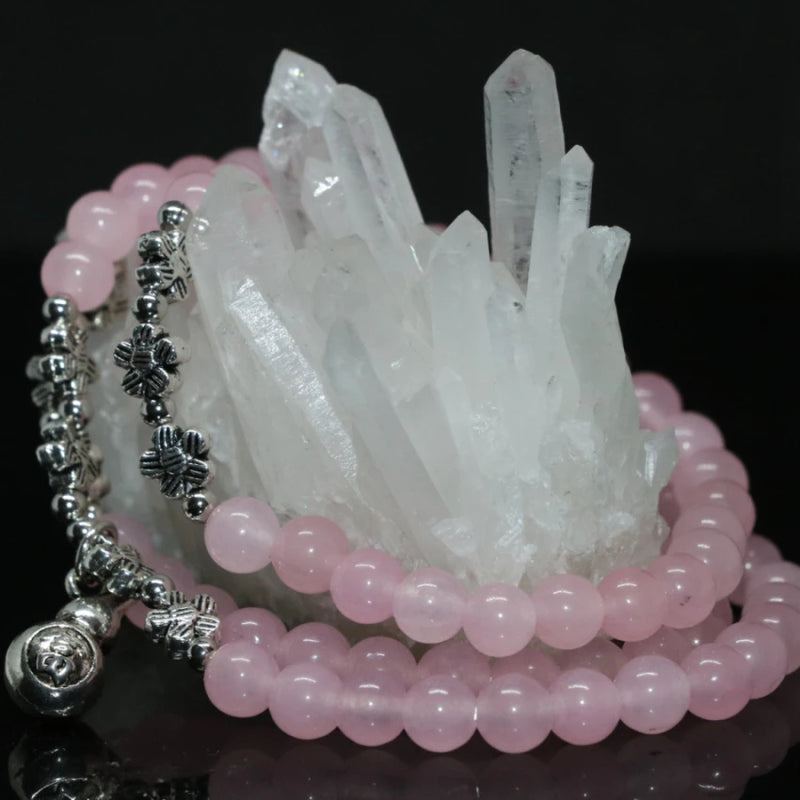 Pink Jades Stone Chalcedony Long Bracelet Beads 6mm DIY Jewelry