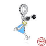 925 Silver Coffee Cup Baby Bottle Charm Pendant Bracelet DIY Jewelry
