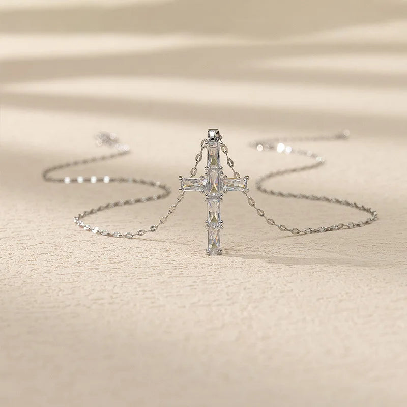 Rhinestone Cross Pendant Necklace For Women ZN00042