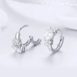 925 Silver Circle Earrings Clear CZ Women Jewelry High-End