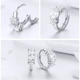 925 Silver Circle Earrings Clear CZ Women Jewelry High-End