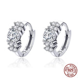 925 Silver Circle Earrings Clear CZ Women Jewelry High-End