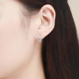 925 Silver Circle Earrings Clear CZ Women Jewelry High-End