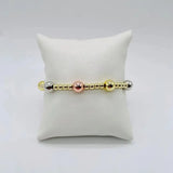 18K Plated Rose Silver Beads Adjustable Bracelet Set