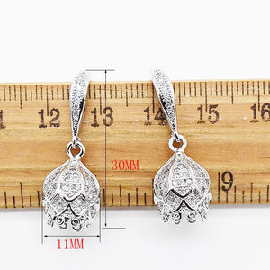 Natural Jade Stone Micro Inlay Zircon Earrings Fine Jewelry