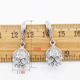 Natural Jade Stone Micro Inlay Zircon Earrings Fine Jewelry