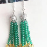Natural Jade Stone Micro Inlay Zircon Earrings Fine Jewelry