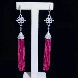 Red Stone Micro Inlay Zircon Earrings