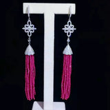Red Stone Micro Inlay Zircon Earrings