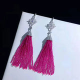 Red Stone Micro Inlay Zircon Earrings