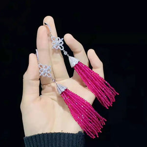 Red Stone Micro Inlay Zircon Earrings