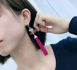 Red Stone Micro Inlay Zircon Earrings