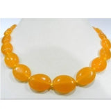 Yellow Jade Oval Necklace 18" AA+ HOT sell