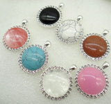 Natural Stone Quartz Crystal Opal lapis Unakite Round Shaped Pendant