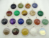 Natural Stone Quartz Crystal Opal lapis Unakite Round Shaped Pendant