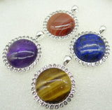 Natural Stone Quartz Crystal Opal lapis Unakite Round Shaped Pendant