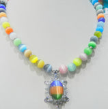 8mm Sri Lanka Moonstone Crystal Tortoise Pendant Necklace