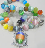 8mm Sri Lanka Moonstone Crystal Tortoise Pendant Necklace