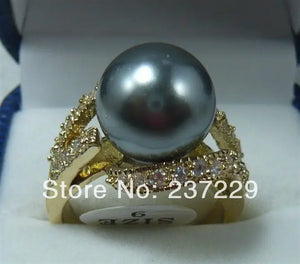 Sea Shell Pearl Beads Ring Yellow