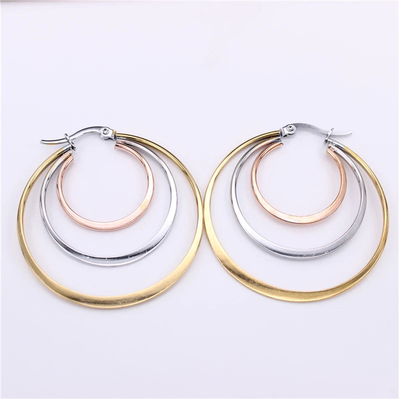 Winter Three stitching 40mm 50mm Hoop earrings LH911